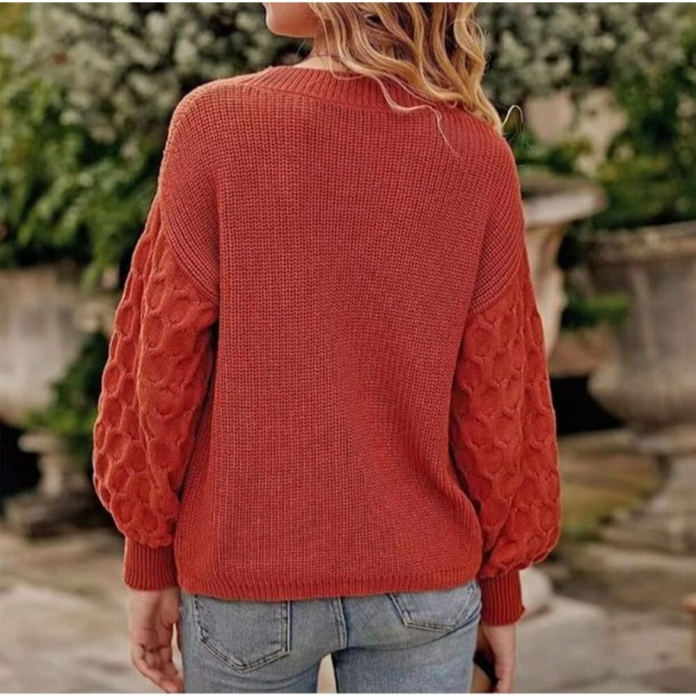 Pretty Garden Orange Knit Pullover Sweater Women's Large - Picture 3 of 12